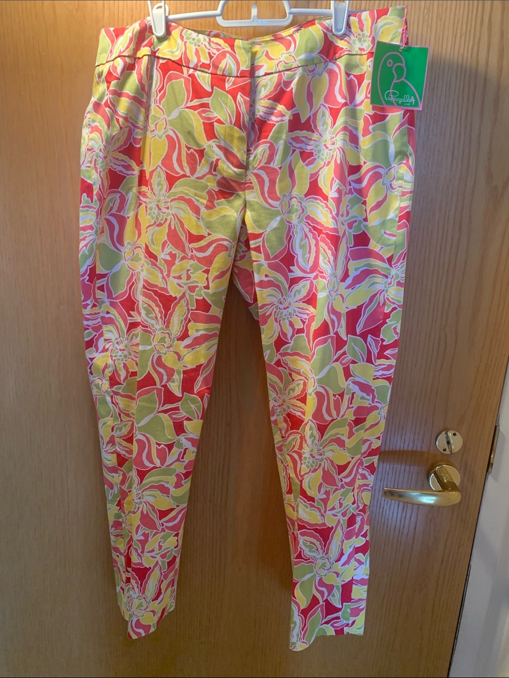 New! Pappagallo Cotton Bright Floral Pants - Pink, Yellow, Green - Size 12